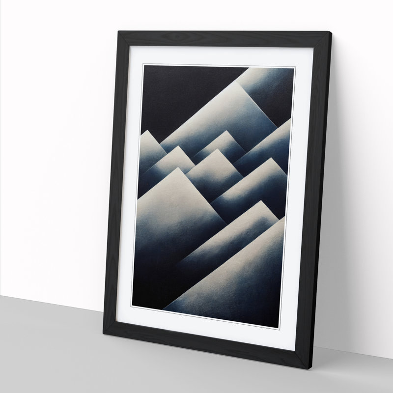 FRM-V0523-27X Abstract Scandinavian Mountains - Single Picture Frame Print, Black Framed, 34cm H x 25cm W x 2cm D