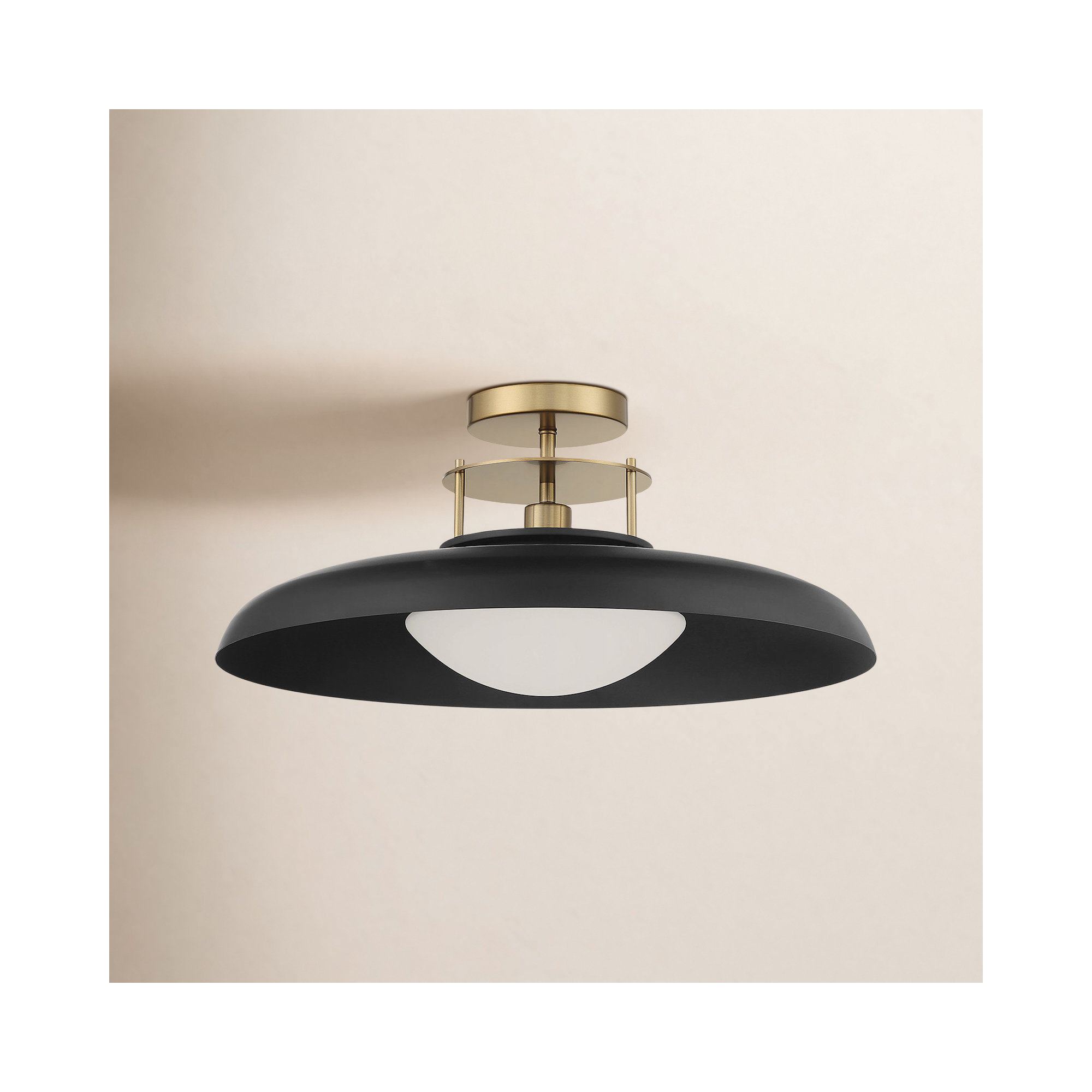 Jude Single Light Semi Flush Mount, Black, Black