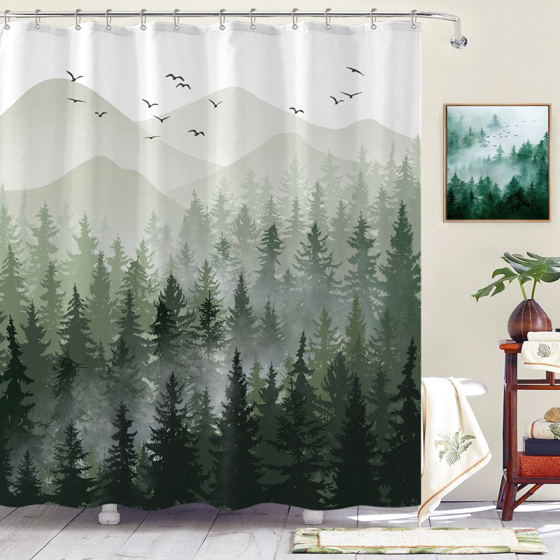 Raycliff Floral Shower Curtain, Green, 72"H x 72"W