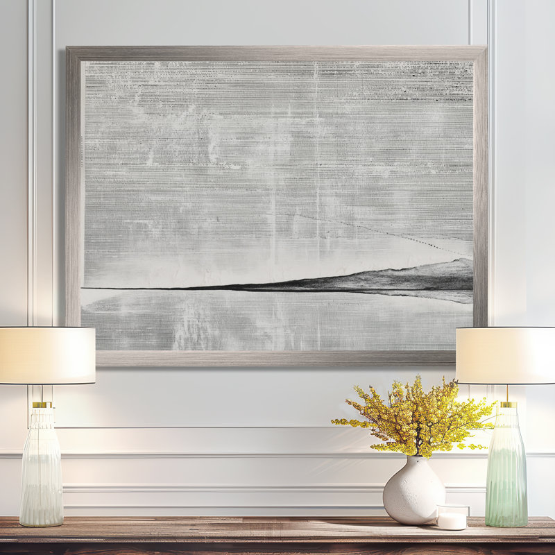 «Gray Black Sahara Desert Horizon», impression murale sur toile, minimaliste gris, Reproduction encadrée, Argent argent