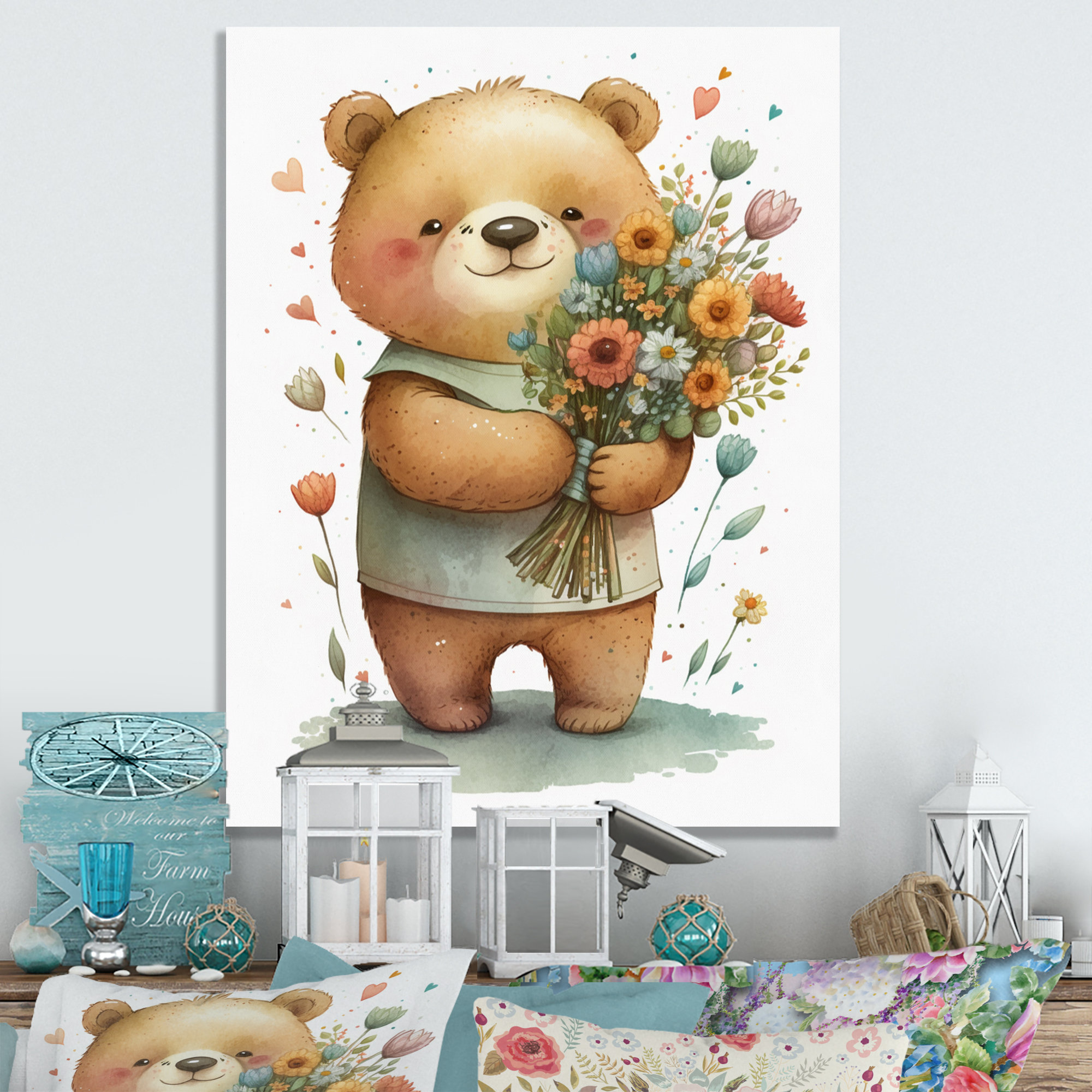 pakistanske Kig forbi hack Zoomie Kids Teddy Bear Love Holding Flowers I On Canvas Print | Wayfair