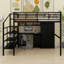Lit mezzanine en métal avec table et garde-robe