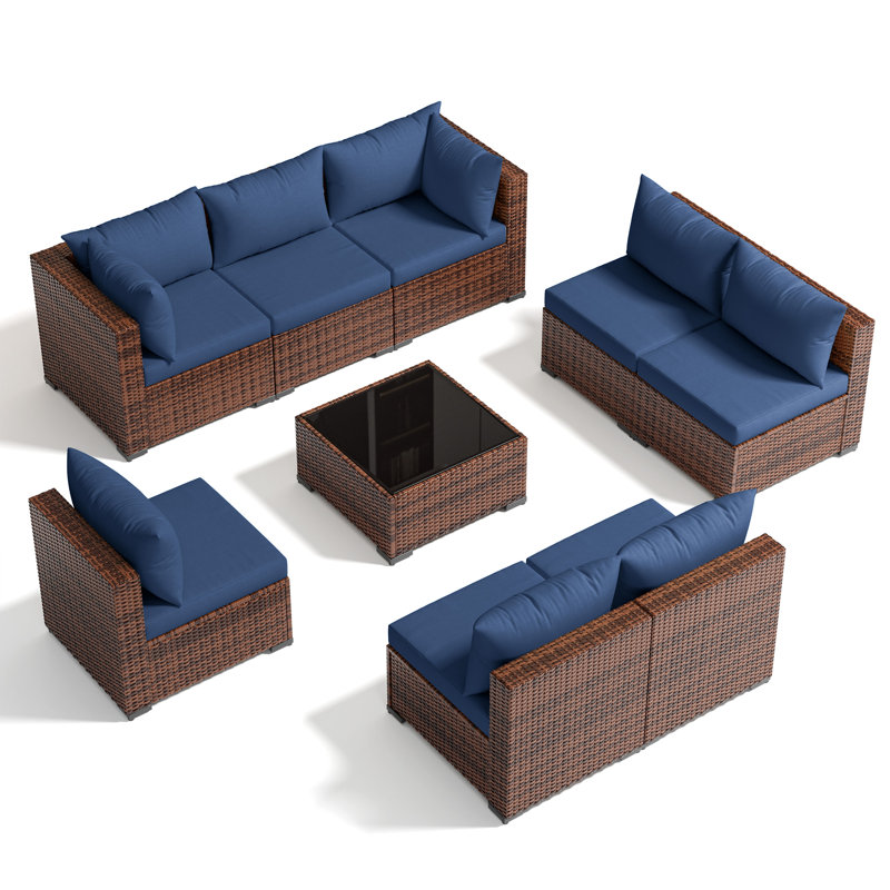 Ensemble de conversation pour 8 personnes, Bleu