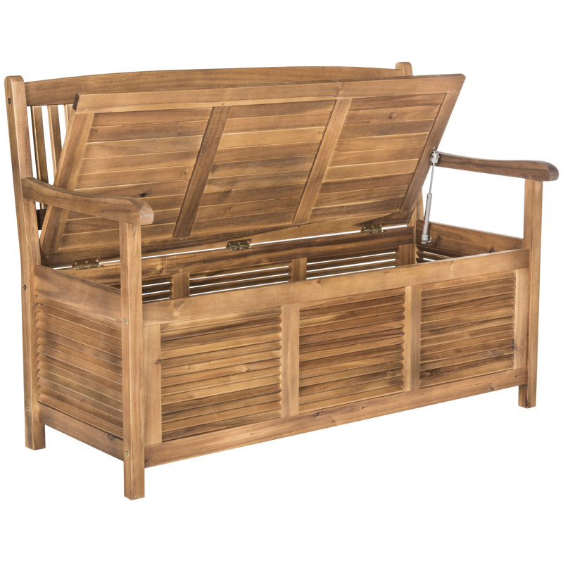 Outdoor Wooden Storage Bench, Natural