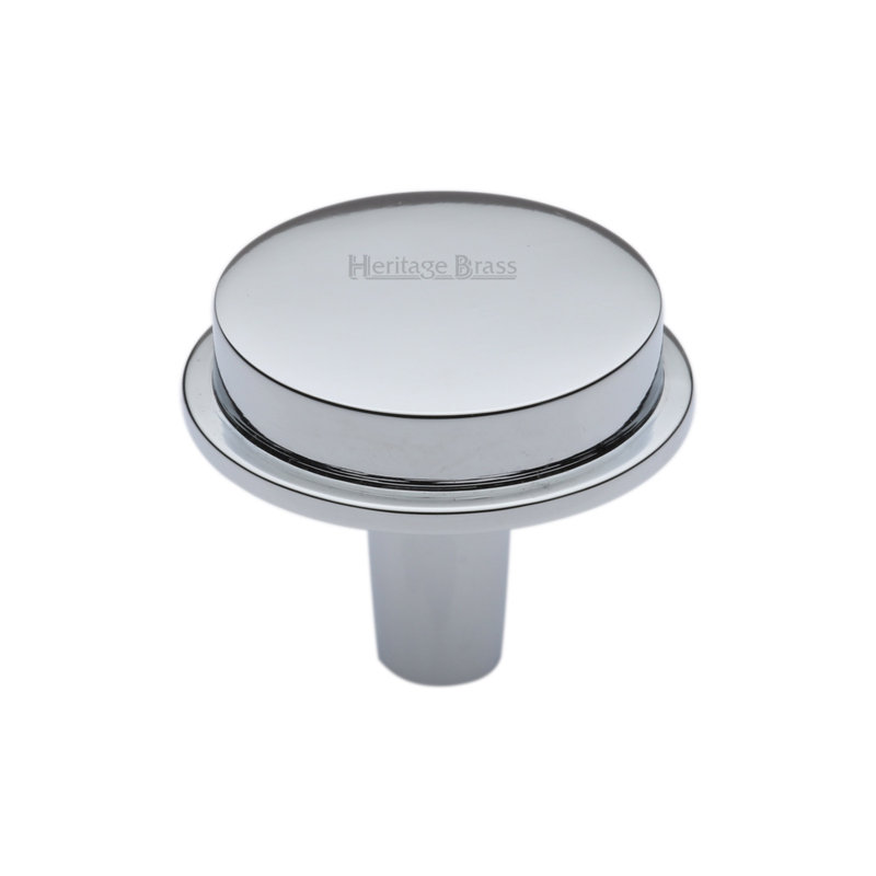 Heritage Brass Heritage Flat Round Knob Design 32mm, Polished Chrome