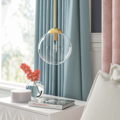 1-Light Single Globe Pendant in Natural Brass