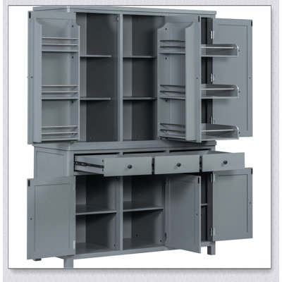 Farmhouse 74.8''H High Freestanding Kitchen Pantry, 53''Lx20''W Large Cupboard with Door Shelves, Adjustable Shelves, and Drawers for Efficient Storage