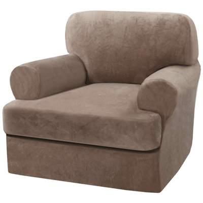 Velvet Arm Chair Sofa Cover with 1 T Cushion Sofa Slipcover for Living Room Machine Washable