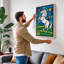 Rearing Horse Under Stars Retro - Wrapped Canvas-635468974-635468962