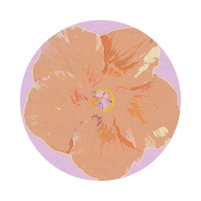 Hibiscus Vegan Leather Round Pebble Placemat