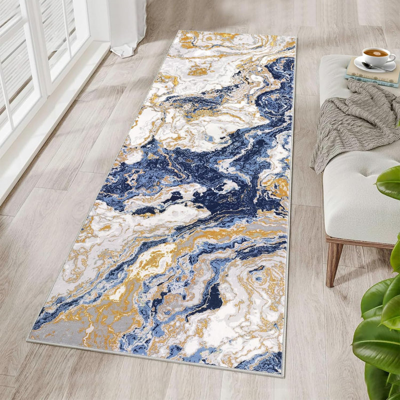 Tapis moderne en marbre, Tapis de couloir 2 pi x 6 pi