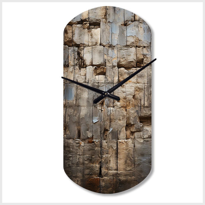 Horloge murale hébreu Western Collage II - Judaïsme, forme irrégulière, horloge grise asymétrique, Petit