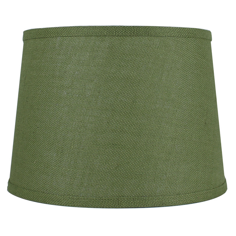 Abat-jour tambour en toile de jute (araignée), Vert kaki, H 8,5 po x l 12 po P 12 po