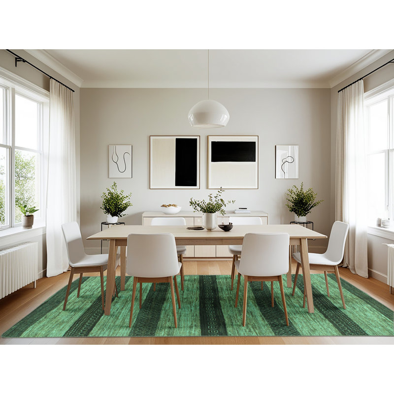 Harshavardhan Performance Striped Indoor Rug, Rectangle 7' x 10'