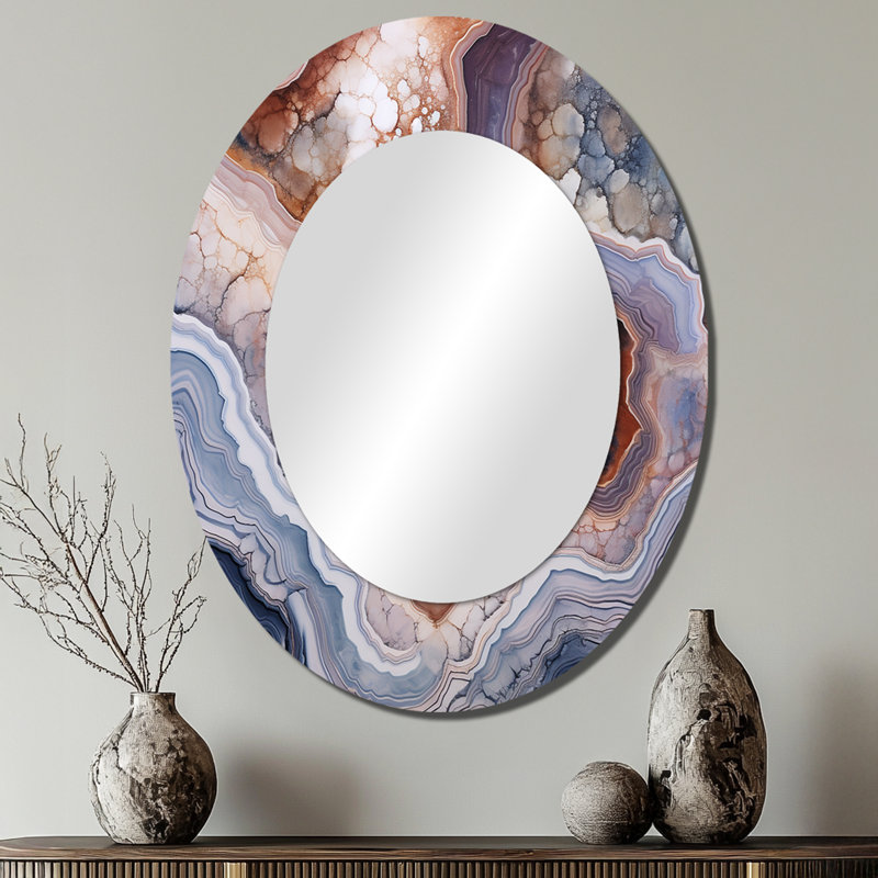 Miroir mural ovale moderne Stone Geode, H 40 po x l 30 po
