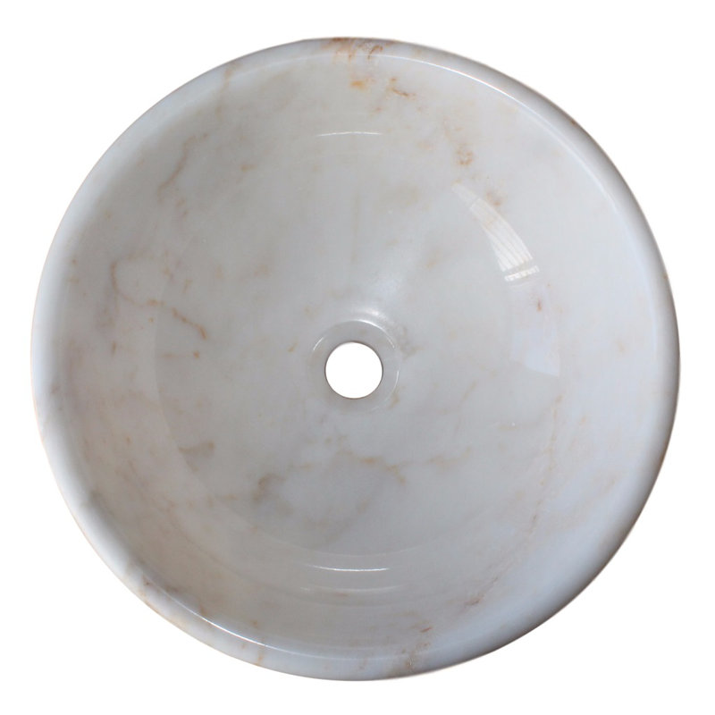 Lavabo de salle de bain vasque circulaire fait à la main Classic Stone, Marbre blanc mélangé