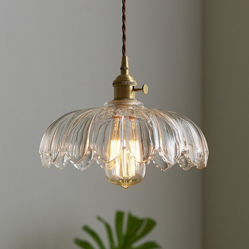 Luminaire suspendu en forme de dôme à 1 lumière avec interrupteur, Transparent