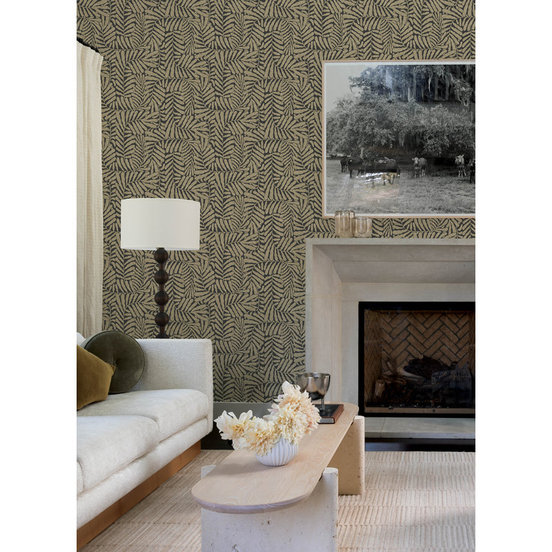 Gabriel Espresso Fern Wallpaper, Black