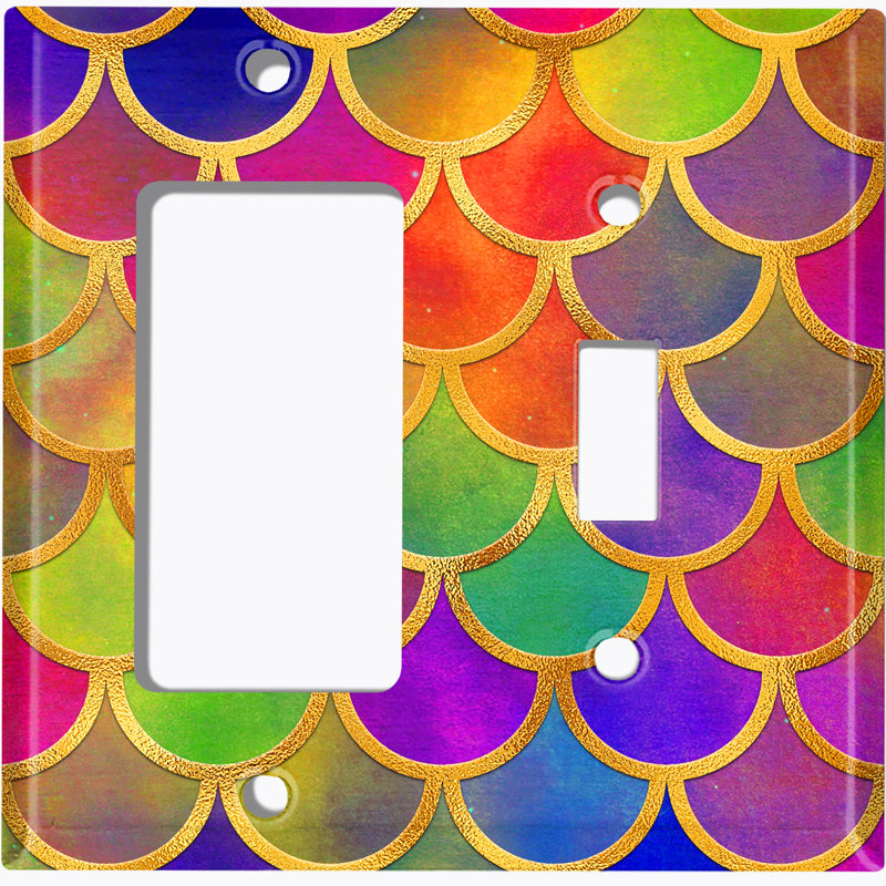 Plaque murale 2 bandes Mermaid, Orange / mauve / vert