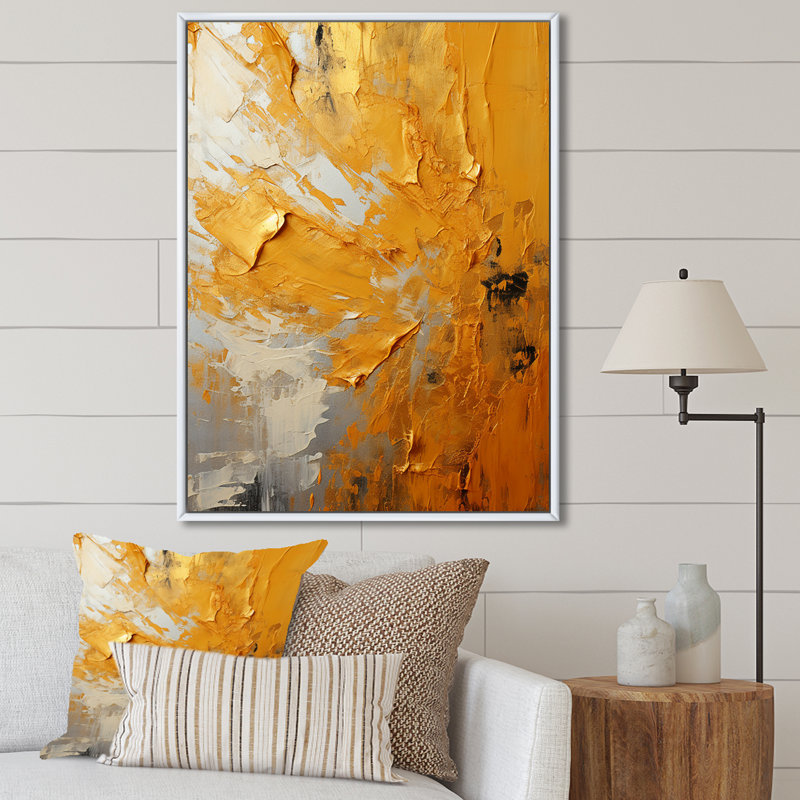 «Sunset Meadow Golden Landscape II», reproduction, H 32 po x l 24 po x P 1 po, Cadre flottant blanc