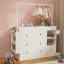Commode de table moderne, table à langer avec 3 tiroirs très profonds, tablettes de rangement et cintres, table à langer multifonctionnelle avec séchoir pour chambre de bébé