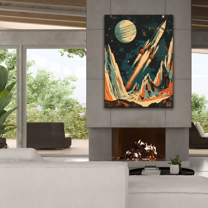 «Epic Graffiti» «Vintage Space 1» par Momart, art mural sur toile, H 54 po x l 40 po x P 1,5 po