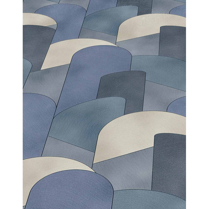 Rouleau de papier peint L 33 pi x l 21 po, Bleu / beige