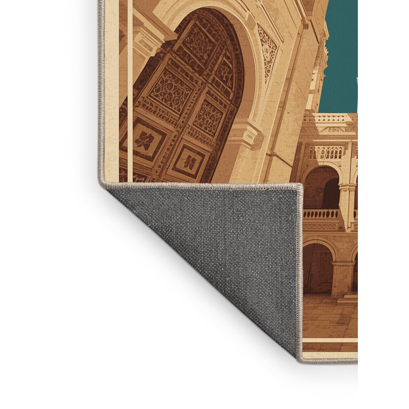 Tapis moelleux et moelleux de style rétro à motif de ville de Zanzibar en brun - beige, 5 x 7