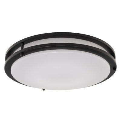 Builder Essential Axis LED 12in Round Flush Mount 18W 1,350 Lumens with 5-CCT Selectability 2700-3000-3500-4000-5000K in Black