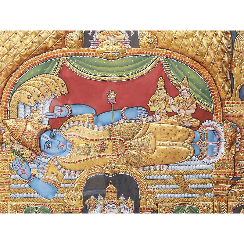 Shri Ranganatha Swamy | Couleurs traditionnelles avec or 24 carats