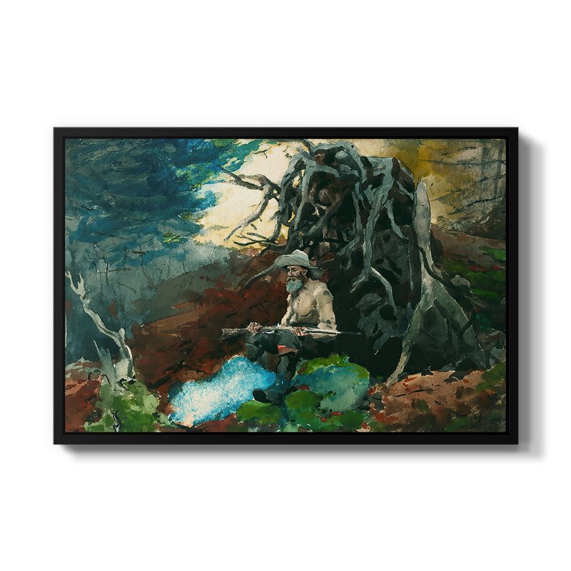 Feu de camp, Adirondacks, 1892 - Winslow Homer, toile tendue avec châssis, 16 x 24, Noyer