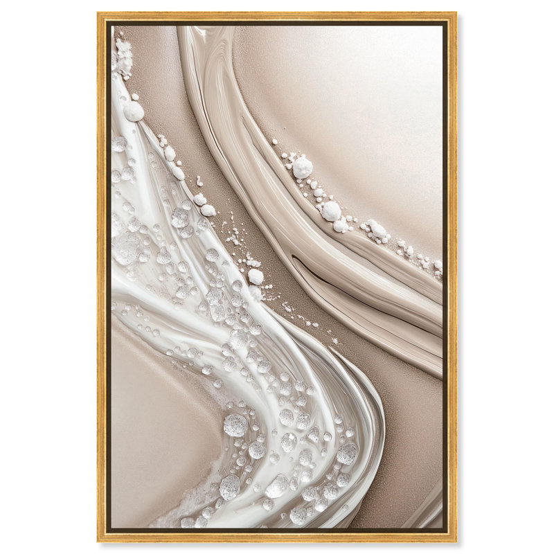 «Viscous Veils I Canvas Elegant Abstracts» par Art Remedy, H 46 po x l 31 po, Cadre doré