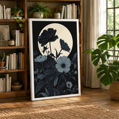 Moonlit Garden Silhouette Botanical - Wrapped Canvas