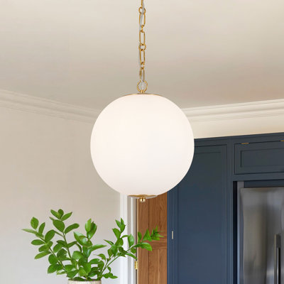 1-Light Frosted Glass Opaline Globe Pendant