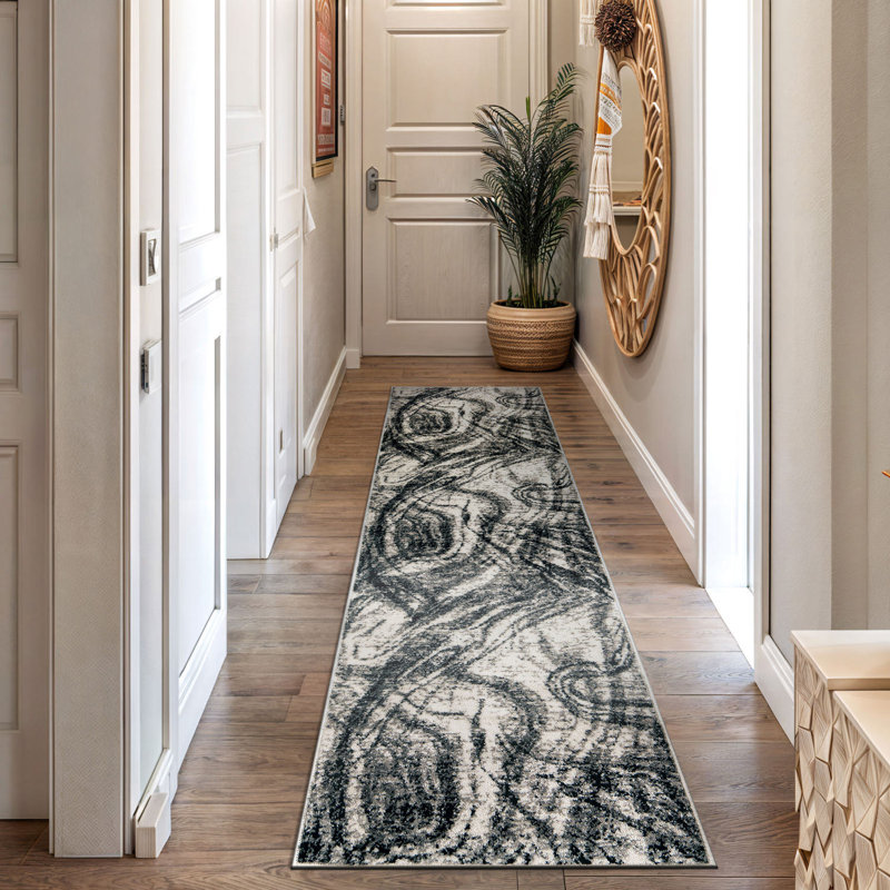 Tapis abstrait délavé, Tapis de couloir 2 pi 2 po x 12 pi