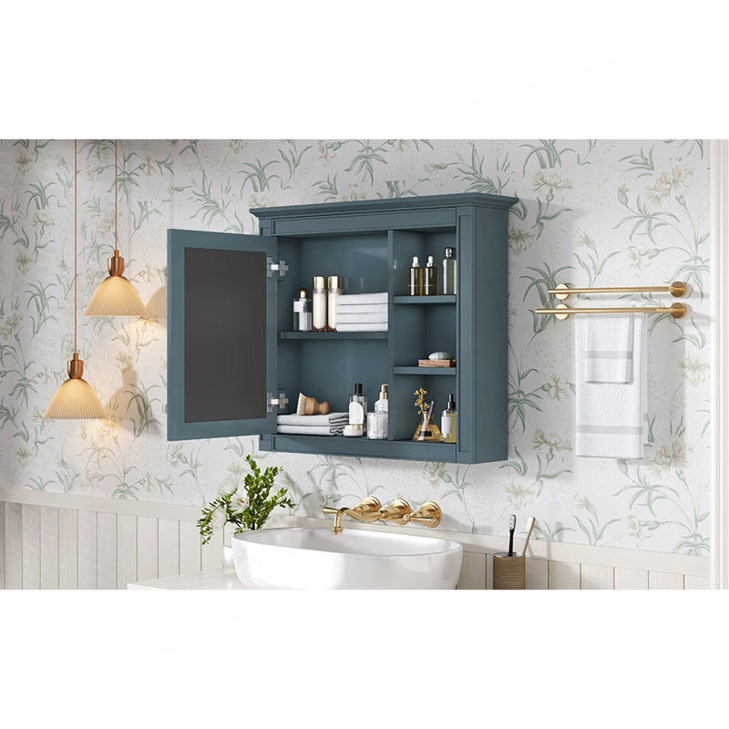 30'' X 28'' Medicine Cabinet, Wall Mounted Bathroom Storage Cabinet, Modern Bathroom Wall Cabinet With Mirror,Medicine Cabinet,  Mirror Cabinet With 3 Open Shelves (Not Include Bathroom Vanity )