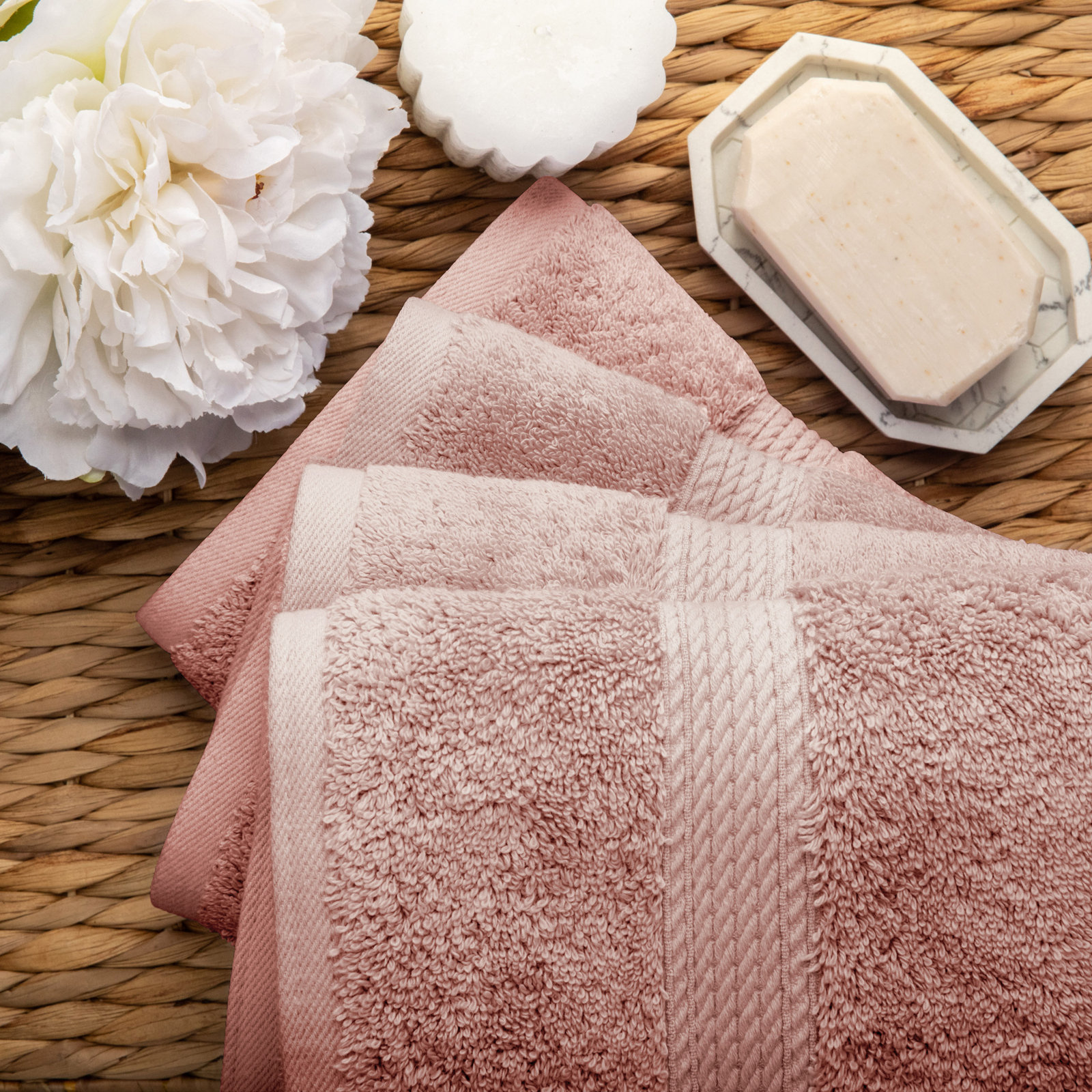 Egyptian Cotton Hand Towels, Muted Mauve