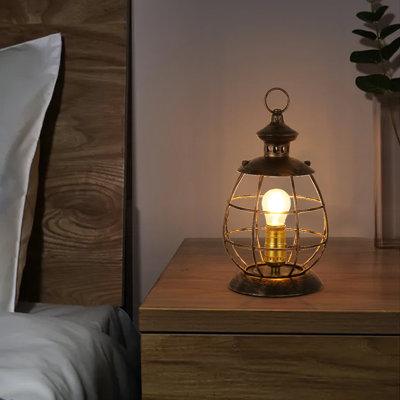 Gilbane Metal Table Lamp Brass Lantern Hanging Hook For Living Room Bedroom Farmhouse Hanging Light