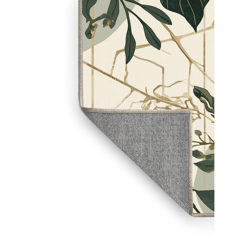 Machine Washable Pavla Garden Floral Rug in Beige – Beige Binding, 8x10