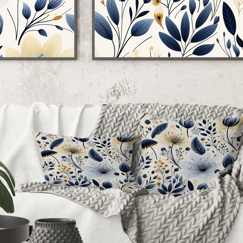 Coussin à imprimé floral Nordic Yellow Blue Garden Dreams III
