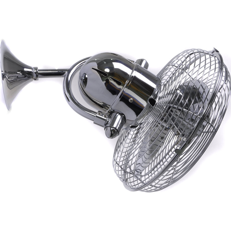 13" Oscillating Wall Mounted Fan, Polished Chrome
