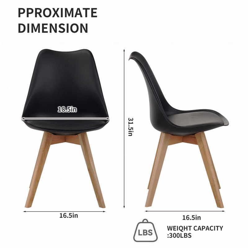 Set Of Four Dining Chairs, Medieval Modern Style Dining Chairs For Kitchen And Dining Room, With Woodenen Legs, Black