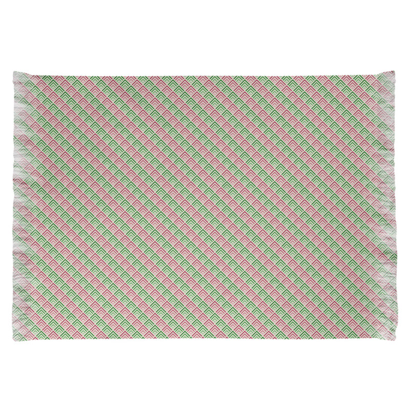 Motif géométrique rayé vert/rouge Tapis décoratif, non