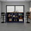 Îlot de cuisine H 35,7 po, 2 portes, 7 tablettes, bleu Alby / chêne naturel - Cuisine