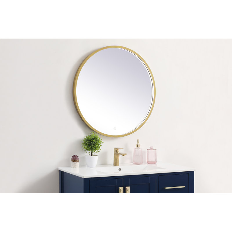 Miroir de salle de bain Pickard, 28 po x 28 po, Laiton