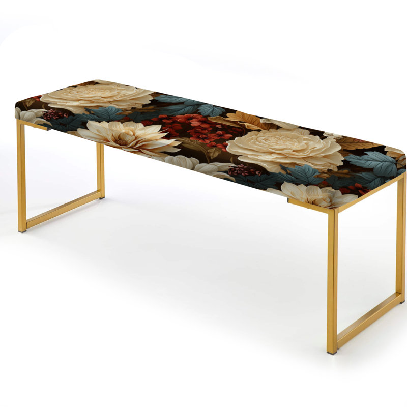 Banc rembourré or, Earthy Elegance Botanical Pattern