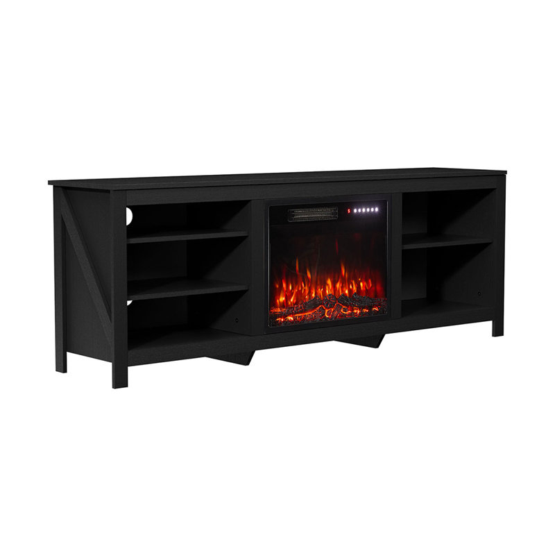 Latitude Run 178cm W Black Electric Fireplace with 5120 BTU, Black
