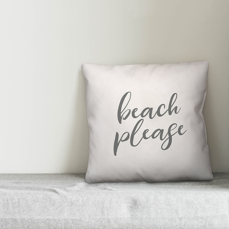  Coussin intérieur / extérieur Beach, H 20 po x l 20 po, Blanc / Gris foncé