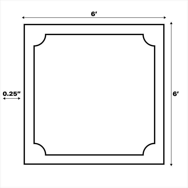Tapis orange / crème Lesak, Carré 6 pi