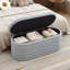 Banc de rangement en chenille avec repose-pieds et banc de rangement rembourré en tissu avec charnière de sécurité pour la chambre à coucher, le salon, le vestibule et le placard (40 po, gris clair)-282610263